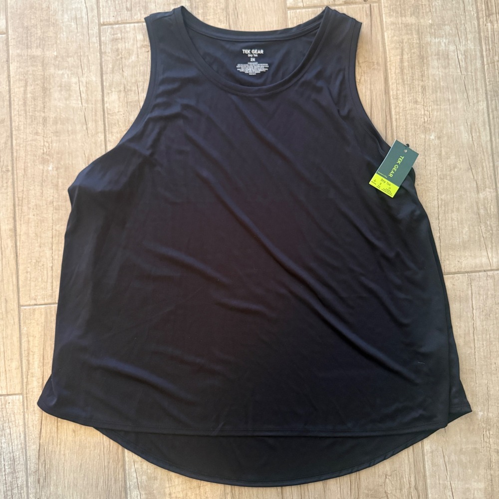 Tek Gear Dry Tek Womens Plus 2X Tank Top Mineral Black WT34A105PS New